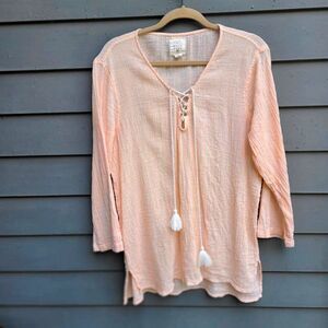 Billa Bong Yellow Cream Stripe (Linen ?) Shirt size Large